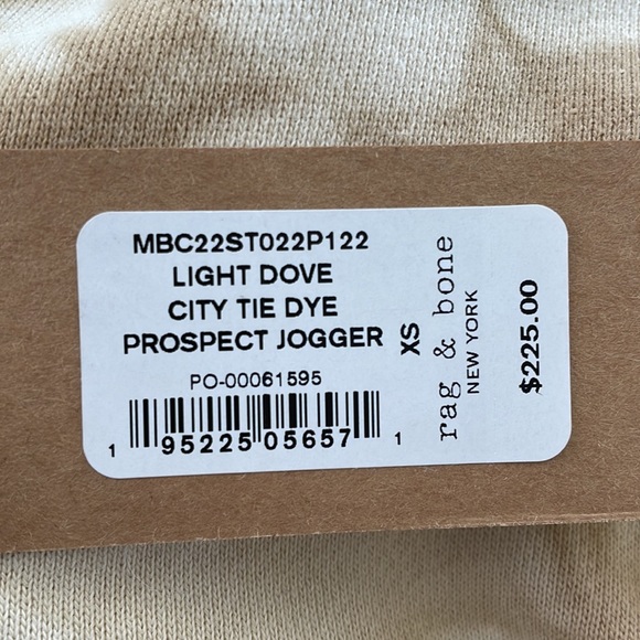 Rag & Bone XS Men’s Prospect Jogger City Tie Dye - Light Dove - New with tags - Picture 10 of 10
